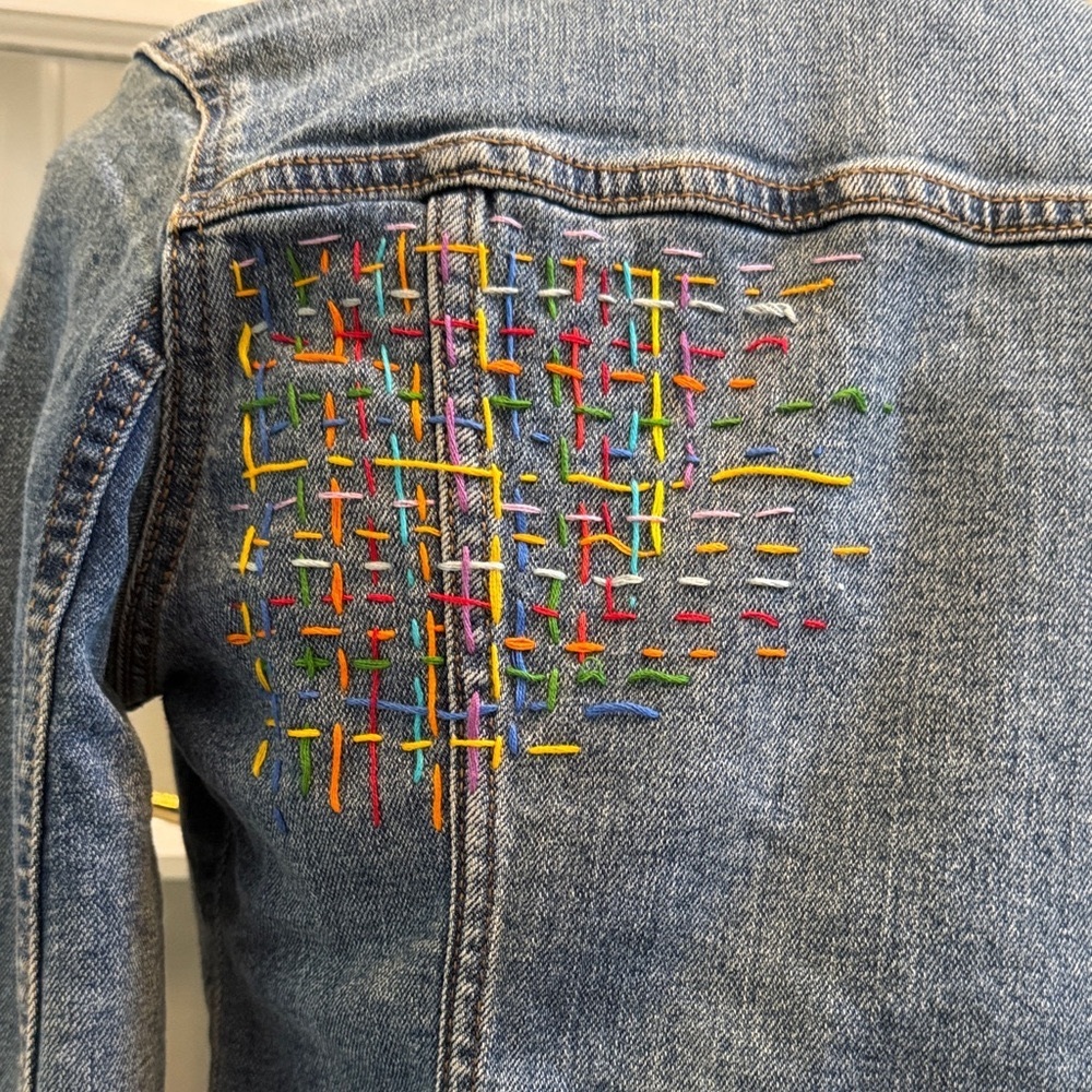 Hand Embroidered Old Navy Blue Denim Jacket
